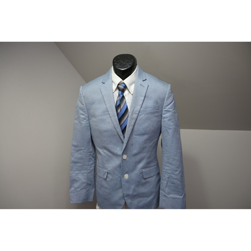 Express Blazer Mens 36S Light Blue Two Button Notch Lapel Slim Fit